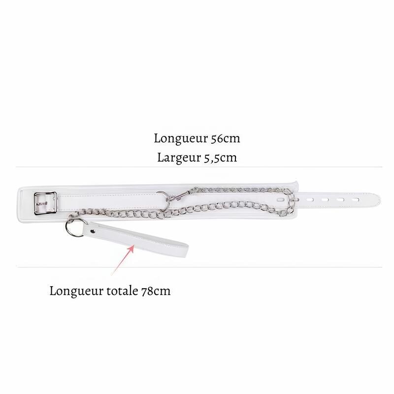 Collier Laisse BDSM Blanc